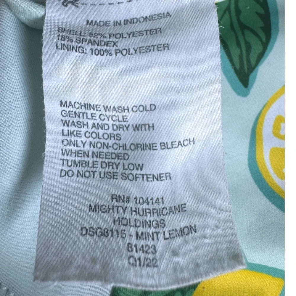 DSG Girls Lemon Print Swimsuit Set Tie‎ Strap Top High Waisted Bottoms L 2 Piece